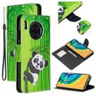 For Huawei Mate 30 Colored Drawing Pattern Cross Texture Horizontal Flip PU Leather Case with Holder & Card Slots & Wallet(Panda Bamboo) - 1