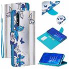 For Huawei P Smart Z 2019 Colored Drawing Pattern Cross Texture Horizontal Flip PU Leather Case with Holder & Card Slots & Wallet(Blue Butterfly) - 1