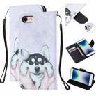 For iPhone SE 2022 / SE 2020 / 8 / 7 Colored Drawing Pattern Cross Texture Horizontal Flip PU Leather Case with Holder & Card Slots & Wallet(Husky) - 1