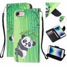 For iPhone SE 2022 / SE 2020 / 8 / 7 Colored Drawing Pattern Cross Texture Horizontal Flip PU Leather Case with Holder & Card Slots & Wallet(Panda Bamboo) - 1