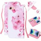 For iPhone SE 2022 / SE 2020 / 8 / 7 Colored Drawing Pattern Cross Texture Horizontal Flip PU Leather Case with Holder & Card Slots & Wallet(Peach Blossom) - 1