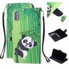 Colored Drawing Pattern Cross Texture Horizontal Flip PU Leather Case with Holder & Card Slots & Wallet For iPhone XS / X(Panda Bamboo) - 1