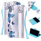 Colored Drawing Pattern Cross Texture Horizontal Flip PU Leather Case with Holder & Card Slots & Wallet For iPhone XS / X(Blue Butterfly) - 1