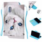 Colored Drawing Pattern Cross Texture Horizontal Flip PU Leather Case with Holder & Card Slots & Wallet For iPhone XS / X(Blue Eye Cat) - 1