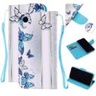 Colored Drawing Pattern Cross Texture Horizontal Flip PU Leather Case with Holder & Card Slots & Wallet For iPhone XR(Blue Butterfly) - 1