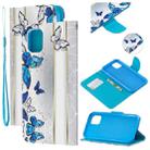 For iPhone 11 Colored Drawing Pattern Cross Texture Horizontal Flip PU Leather Case with Holder & Card Slots & Wallet (Blue Butterfly) - 1