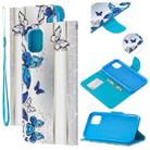 For iPhone 11 Pro Max Colored Drawing Pattern Cross Texture Horizontal Flip PU Leather Case with Holder & Card Slots & Wallet (Blue Butterfly) - 1
