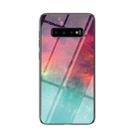 For Samsung Galaxy S10+ Starry Sky Painted Tempered Glass TPU Shockproof Protective Case(Color Starry Sky) - 1