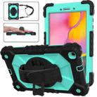 For Samsung Galaxy Tab A 8.0 (2019)T290/T295 Contrast Color Robot Shockproof Silicon + PC Protective Case with Holder & Shoulder Strap(Black+Mint) - 1