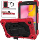 For Samsung Galaxy Tab A 8.0 (2019)T290/T295 Contrast Color Robot Shockproof Silicon + PC Protective Case with Holder & Shoulder Strap(Red+Black) - 1
