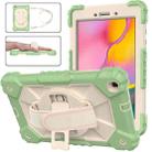 For Samsung Galaxy Tab A 8.0 (2019)T290/T295 Contrast Color Robot Shockproof Silicon + PC Protective Case with Holder & Shoulder Strap(Matcha Green+Beige) - 1