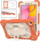 For Samsung Galaxy Tab A 8.0 (2019)T290/T295 Contrast Color Robot Shockproof Silicon + PC Protective Case with Holder & Shoulder Strap(Coral Orange+Beige) - 1