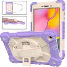 For Samsung Galaxy Tab A 8.0 (2019)T290/T295 Contrast Color Robot Shockproof Silicon + PC Protective Case with Holder & Shoulder Strap(Purple+Beige) - 1