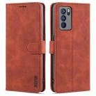 For OPPO Reno6 5G AZNS Skin Feel Calf Texture Horizontal Flip Leather Case with Card Slots & Holder & Wallet(Brown) - 1