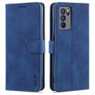 For OPPO Reno6 Pro 5G AZNS Skin Feel Calf Texture Horizontal Flip Leather Case with Card Slots & Holder & Wallet(Blue) - 1