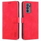 For OPPO Reno6 Pro 5G AZNS Skin Feel Calf Texture Horizontal Flip Leather Case with Card Slots & Holder & Wallet(Red) - 1