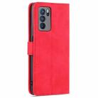 For OPPO Reno6 Pro 5G AZNS Skin Feel Calf Texture Horizontal Flip Leather Case with Card Slots & Holder & Wallet(Red) - 3