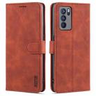 For OPPO Reno6 Pro 5G AZNS Skin Feel Calf Texture Horizontal Flip Leather Case with Card Slots & Holder & Wallet(Brown) - 1