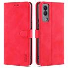 For Vivo Y53S 5G AZNS Skin Feel Calf Texture Horizontal Flip Leather Case with Card Slots & Holder & Wallet(Red) - 1