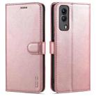 For Vivo Y53S 5G AZNS Skin Feel Calf Texture Horizontal Flip Leather Case with Card Slots & Holder & Wallet(Rose Gold) - 1