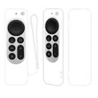 Silicone Protective Case Cover with Rope For Apple TV 4K 4th Siri Remote Controller(White) - 1