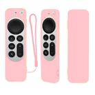 Silicone Protective Case Cover with Rope For Apple TV 4K 4th Siri Remote Controller(Pink) - 1
