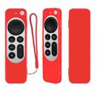 Silicone Protective Case Cover with Rope For Apple TV 4K 4th Siri Remote Controller(Red) - 1