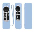 Silicone Protective Case Cover with Rope For Apple TV 4K 4th Siri Remote Controller(Sky Blue) - 1
