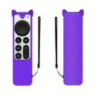 Cat Ears Shape Silicone Protective Case Cover For Apple TV 4K 4th Siri Remote Controller(Purple) - 1