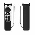 Cat Ears Shape Silicone Protective Case Cover For Apple TV 4K 4th Siri Remote Controller(Black) - 1