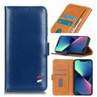 For iPhone 13 mini 3-Color Pearl Texture Magnetic Buckle Horizontal Flip PU Leather Case with Card Slots & Wallet & Holder (Blue) - 1