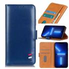 For iPhone 13 Pro 3-Color Pearl Texture Magnetic Buckle Horizontal Flip PU Leather Case with Card Slots & Wallet & Holder (Blue) - 1