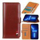 For iPhone 13 Pro 3-Color Pearl Texture Magnetic Buckle Horizontal Flip PU Leather Case with Card Slots & Wallet & Holder (Brown) - 1