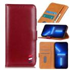 For iPhone 13 Pro Max 3-Color Pearl Texture Magnetic Buckle Horizontal Flip PU Leather Case with Card Slots & Wallet & Holder (Wine Red) - 1