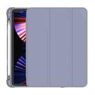 For iPad Pro 11 2022 / 2021 / 2020 3-folding Horizontal Flip PU Leather + TPU Aitbag Shockproof Half Paste Tablet Case with Holder & Pen Slot & Sleep / Wake-up Function(Lavender Grey) - 1