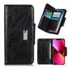For iPhone 13 Crazy Horse Texture Magnetic Buckle Horizontal Flip Leather Case with Holder & 6-Card Slots & Wallet(Black) - 1