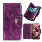 For iPhone 13 Pro Crazy Horse Texture Magnetic Buckle Horizontal Flip Leather Case with Holder & 6-Card Slots & Wallet (Purple) - 1