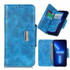 For iPhone 13 Pro Max Crazy Horse Texture Magnetic Buckle Horizontal Flip Leather Case with Holder & 6-Card Slots & Wallet (Blue) - 1