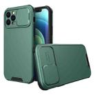 For iPhone 12 Sliding Camera Cover Design PC + TPU Protective Case(Dark Green) - 1