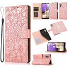 For Samsung Galaxy A32 5G Skin Feel Embossed Sunflower Horizontal Flip Leather Case with Holder & Card Slots & Wallet & Lanyard(Rose Gold) - 1