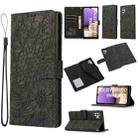 For Samsung Galaxy A32 5G Skin Feel Embossed Sunflower Horizontal Flip Leather Case with Holder & Card Slots & Wallet & Lanyard(Black) - 1