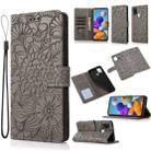 For Samsung Galaxy A21s Skin Feel Embossed Sunflower Horizontal Flip Leather Case with Holder & Card Slots & Wallet & Lanyard(Gray) - 1