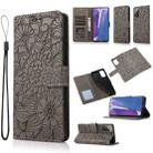 For Samsung Galaxy Note20 Skin Feel Embossed Sunflower Horizontal Flip Leather Case with Holder & Card Slots & Wallet & Lanyard(Gray) - 1