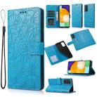 For Samsung Galaxy 5G / 4G Skin Feel Embossed Sunflower Horizontal Flip Leather Case with Holder & Card Slots & Wallet & Lanyard(Blue) - 1