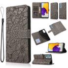 For Samsung Galaxy A72 5G / 4G Skin Feel Embossed Sunflower Horizontal Flip Leather Case with Holder & Card Slots & Wallet & Lanyard(Gray) - 1