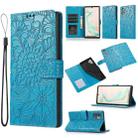 For Samsung Galaxy Note10+ Skin Feel Embossed Sunflower Horizontal Flip Leather Case with Holder & Card Slots & Wallet & Lanyard(Blue) - 1