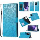 For Samsung Galaxy Note20 Ultra Skin Feel Embossed Sunflower Horizontal Flip Leather Case with Holder & Card Slots & Wallet & Lanyard(Blue) - 1