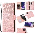For Samsung Galaxy Note20 Ultra Skin Feel Embossed Sunflower Horizontal Flip Leather Case with Holder & Card Slots & Wallet & Lanyard(Rose Gold) - 1