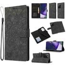 For Samsung Galaxy Note20 Ultra Skin Feel Embossed Sunflower Horizontal Flip Leather Case with Holder & Card Slots & Wallet & Lanyard(Black) - 1