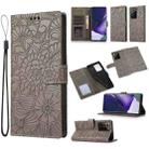 For Samsung Galaxy Note20 Ultra Skin Feel Embossed Sunflower Horizontal Flip Leather Case with Holder & Card Slots & Wallet & Lanyard(Gray) - 1